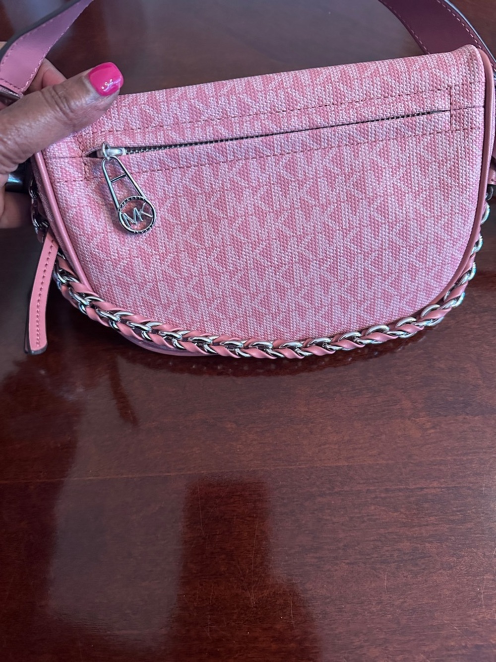 MICHAEL Michael Kors Pink Monogram Canvas Crossbody Belt Bag - Picture 5 of 7